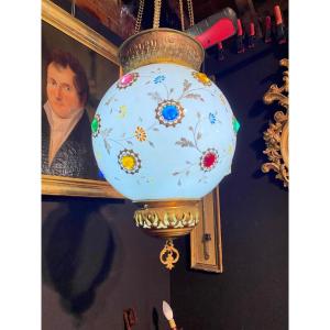 Opaline Suspension With Crystal Inlay