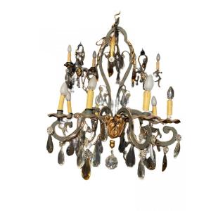 Chandelier And Two Wrought Iron Sconces