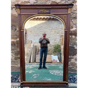 Louis XVI Style Mirror In Mahogany Decorated With Bronze