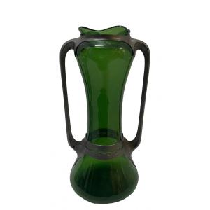 Vase Verre Et étain Allemagne Art Nouveau 