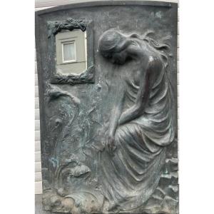 Small Art Nouveau Bronze Mirror