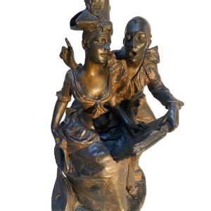 The Pierrot Dragueur Georges Van Der Straeten Artistic Bronze (regule)