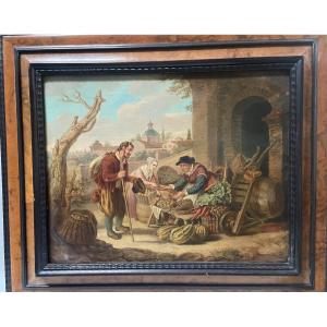 Painting Oil On Canvas Dutch School Market Scene Jan Victoor?