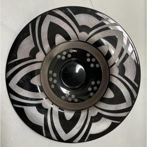 Black Glass Dish With Engraving - Art Deco - Unsigned - Belgian Work