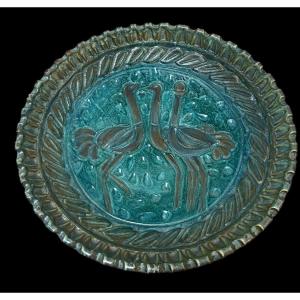 Unique Dish From Ceram Ceramic Devienne  The 3 Ostriches