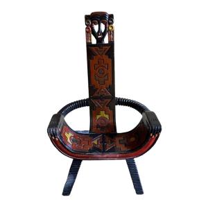 Seat Sculpture In Solid Wood Probably Produced In Eastern Countries(style Africain)