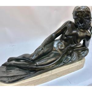 Sculpture Young Woman Art Deco Paule Bisman Belgian Artist