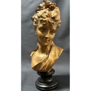 Bust Of Young Girl With Roses Compagnie Des Bronzes Bruxelles