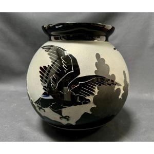 Large Artver Vase In Ball Shape With A Neck - Signed - Art-deco Style,heller