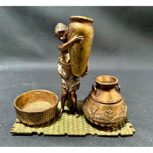 Orientalist Inkwell From Vienna In Bronze