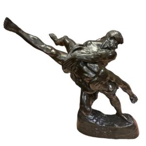 Imposing Bronze The Wrestlers By Jef Lambeaux Belgium Bronze 
