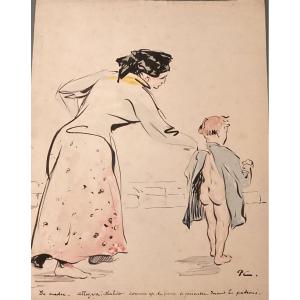 Humorous Watercolor The Mother Of Paul Cirou