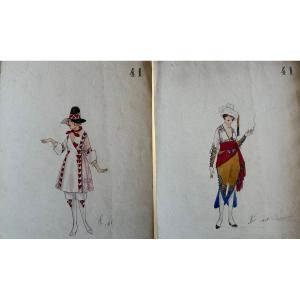 Pair Of Watercolors By Russian Artist Igor Sokoloff 1918