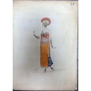 Watercolor The Beautiful Athenian By Igor Sokoloff Russian School Circa 1917