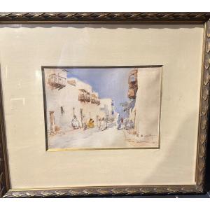 Orientalist Watercolor By Joseph Albert Pioch
