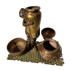 Inkwell The Pot Merchant Bronze Inkwell
