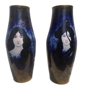Pair Of Amphora Teplitz Vases Nikolaus Kannhauser Commissioned Pieces 