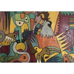 Paintings By François Thango, Congolese Painter, Polo Polo School 