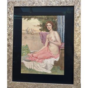 Young Woman In Meditation By Edwin Thomas Johns, English School  1931