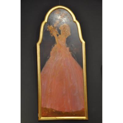 Young Girl With Flowers, Oil - Karel Van Belle