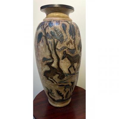 Imposing Vase, Stoneware - Armogres, Unique Piece Circa1950