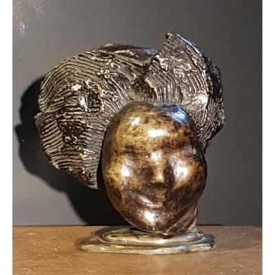 Portrait Of Beethoven (?), Bronze - Sava Botzaris Serbian Artist