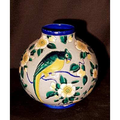 Globular Earthenware Vase, Boch Keramis - Charles Catteau