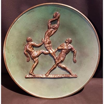 Plat Football Players, Artistic Bronze - Awarded To Pierre Le Faguay