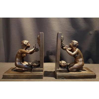 Pair Of Book Presses, Bronze - Carlier