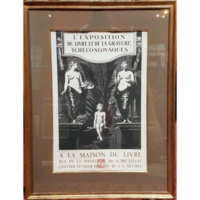 Poster For The Czechoslovak Book And Engraving Exhibition, Goossens Printing 1925