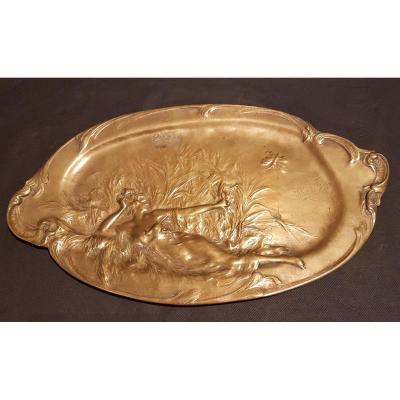 Gilt Bronze Dish - Anton Nelson Belgium Art Nouveau