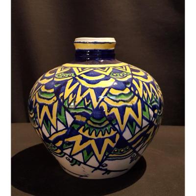 Globular Earthenware Vase - Boch Keramis, Charles Catteau