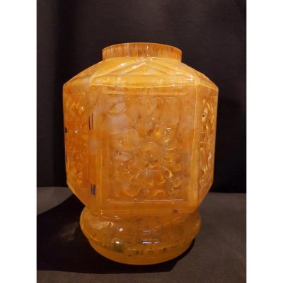 Multilayer Hexagonal Glass Vase, Art Deco Henri Heemskerk (1886-1953)