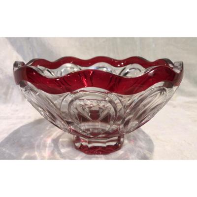 Crystal Cup - Val Saint Lambert - Red - 23 X 13cm