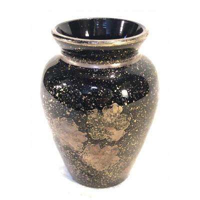 Daum Nancy Year 30 Vase - Floral Decor On Black Background