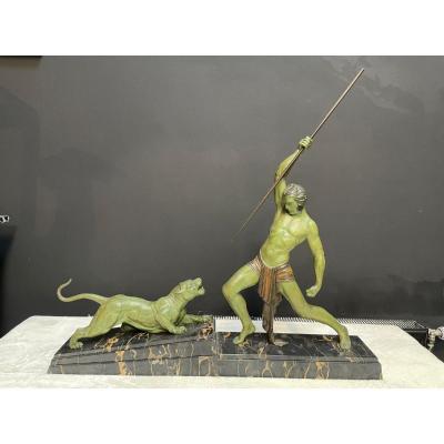 Dh Chiparus - The Man With The Lance - Artistic Bronze / Spelter - Large Format 15x92x86cm Signed