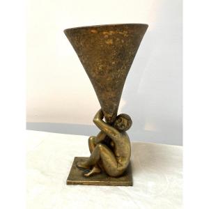 Art Deco Sculpture Lamp Georges Henri Tribout (1884-1962)