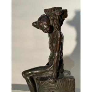 Bronze Sculpture - Female Subject - Signed: Jtm Monogram - Dated 12.1922 München