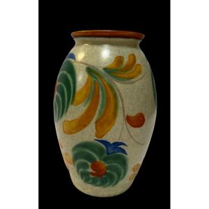 Art-deco Vase - Decor Of Stylized Flowers - Villeroy & Boch Luxembourg - Rare Decor