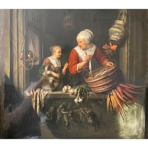 Important Kpm Plate Dutch Pattern Subject Of Gerard Dou