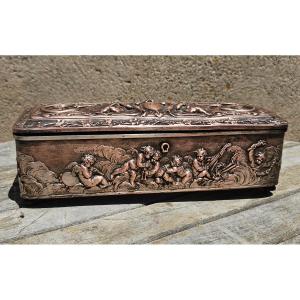 Box Jarry Ainé 19th Finely Chiseled Decor Cherubs Musicians