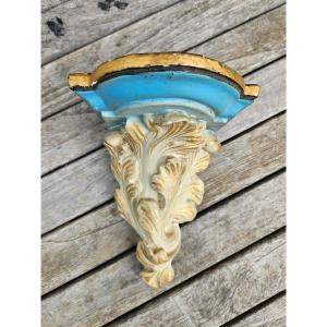 Old Church Wall Console In Polychrome Plaster Late 19th