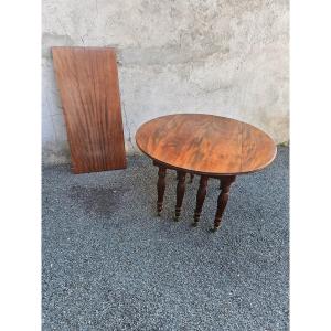 Eight-leg Drop-leaf Table With Extension Leaves In Solid Mahogany.
