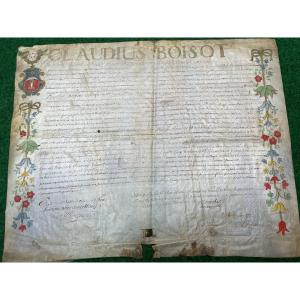 Rare Diploma Of Theology, Lawyer's Certificate, Parliament Of Besançon, 1741 18th