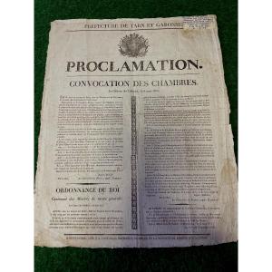 Rare Placard "arrest Of Napoleon 1st" Proclamation Of March 6, 1815 By Louis XVIII
