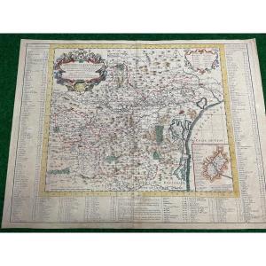 Geographical Map Of The Diocese Of Narbonne 1704 Early 18th