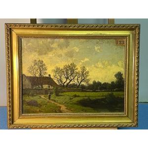 Pron Hector Couquin (brie) "barbizon School "19th Century Painting" 1903