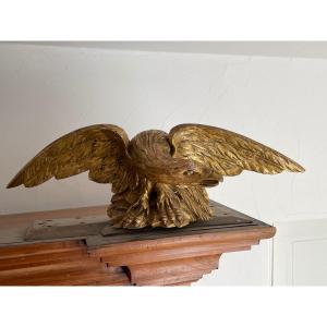 Important Eagle In Golden Polychrome Wood Period 1st Empire 19th