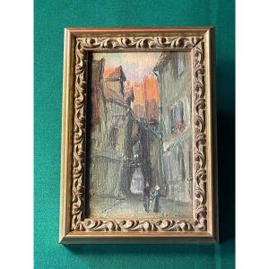 "the Lane Of Cats" Troyes By Léopold Smetana (1867-1948)