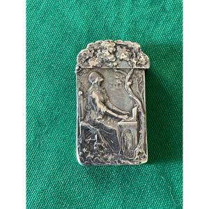 Small Pyrogenic Match Box In Sterling Silver Art Nouveau 19th Century 
